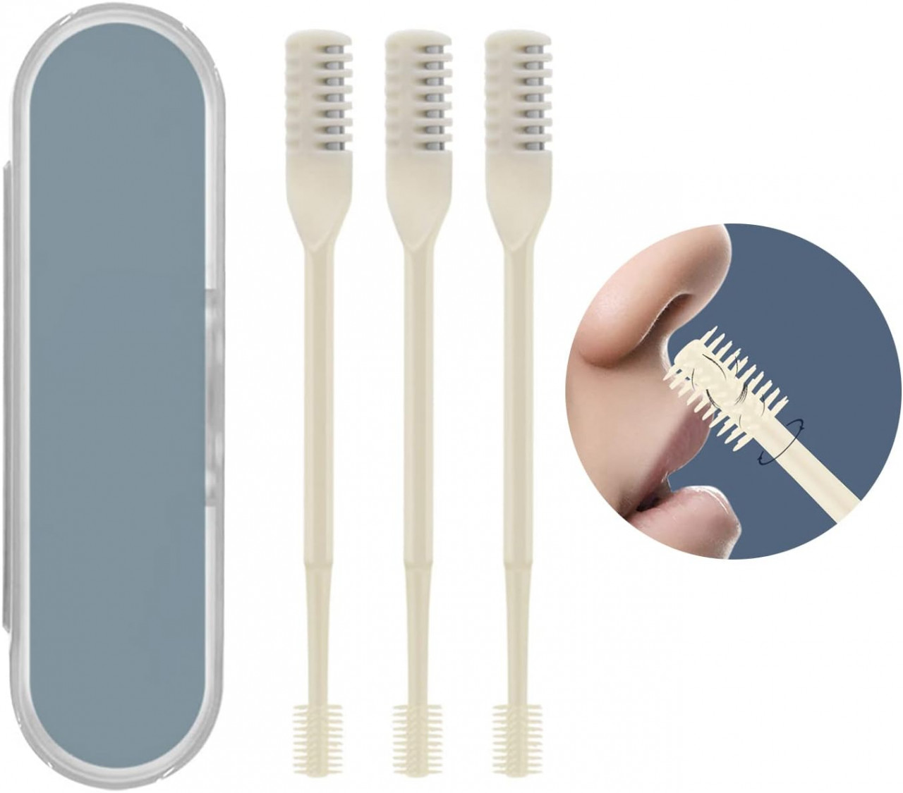 Trimmer pentru nas Kiuiom, nailon, crem/gri, 4 piese