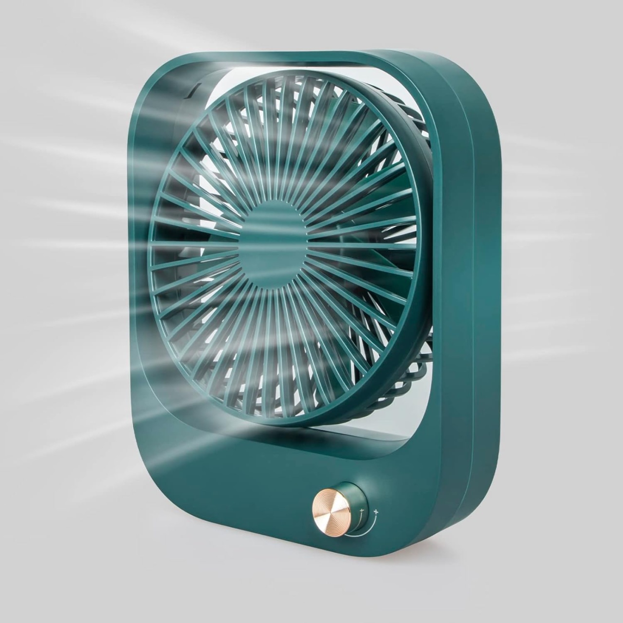 Ventilator de birou cu baterie Ainseala, ABS, verde, 2000 mAh, 3,5 W, 17,2 x 20,8 x 6,5 cm