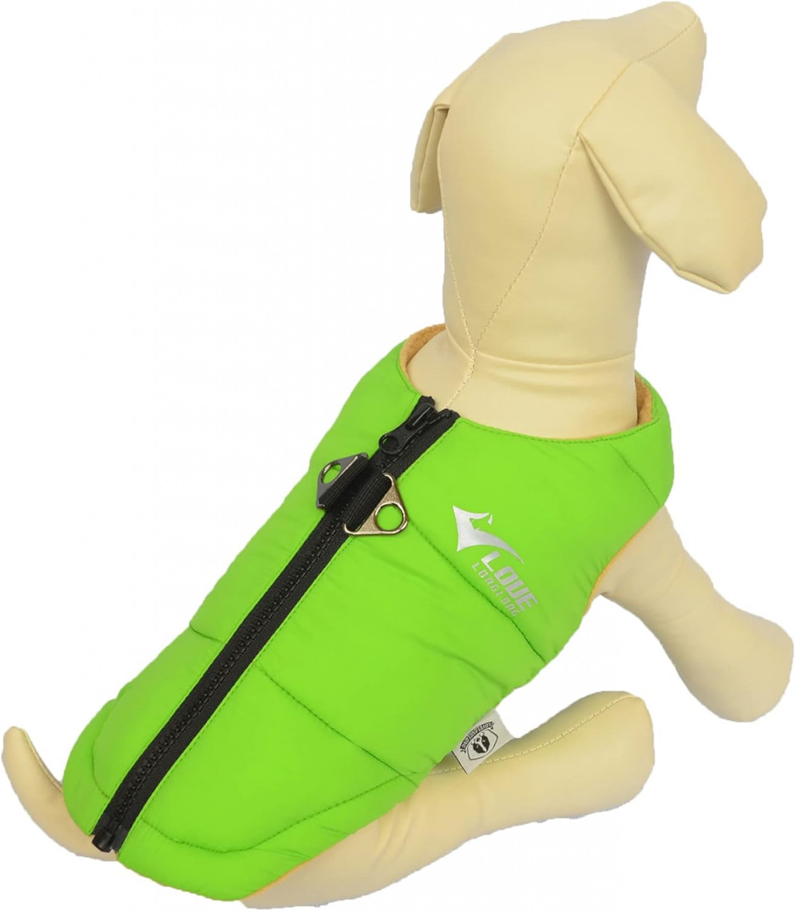 Vesta de iarna impermeabila pentru caine Lovelonglong, nailon/lana, verde deschis/galben, marimea XXL
