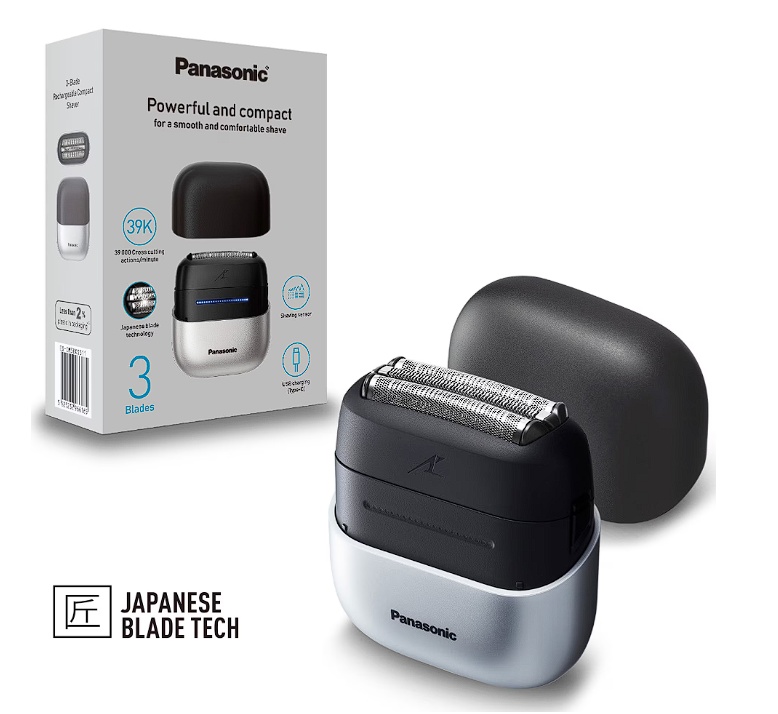 Aparat de ras compact Panasonic Seria 700 ES-CM3BKS503, 3 lame, Japanese blade technlogy, senzor pentru barba, motor liniar ultra-rapid, 45min