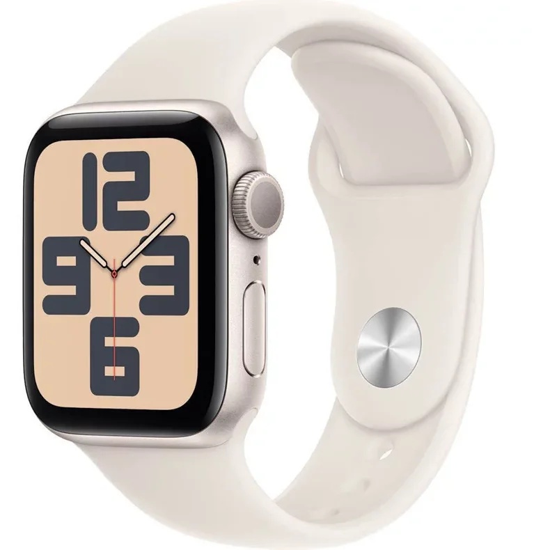 Apple Watch SE (2024), GPS, Carcasa StarLight Aluminium 44mm, Stalight Sport Band - S/M, RESIGILAT, GRAD A (ca nou), 12 LUNI GARANTIE
