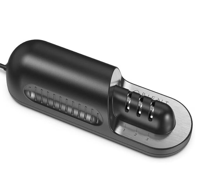 Ascutitor de Cutite Electric, Orient, Profesional, 3 Nivele de ascutire, Baza antiaderenta, Otel, Negru