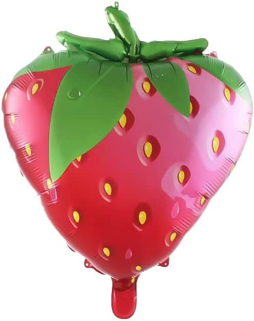 Balon in forma de capsuna Babioms, folie, rosu/galben/verde,