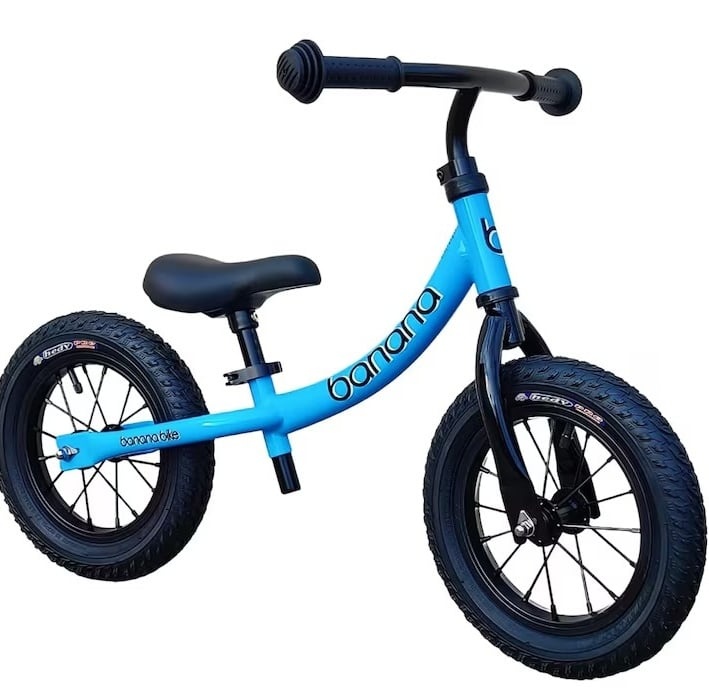 Bicicleta fara pedale Balance Bike, banana bike, 12 inch, varsta 2-5 ani, cadru din aluminiu, albastru, Resigilat, Grad B