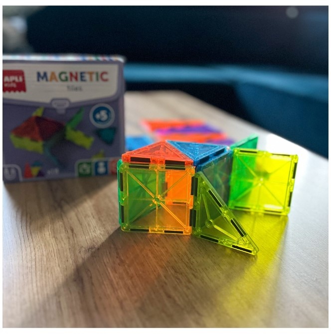 Blocuri magnetice pentru copii, Apli Kids, Plastic, Multicolor