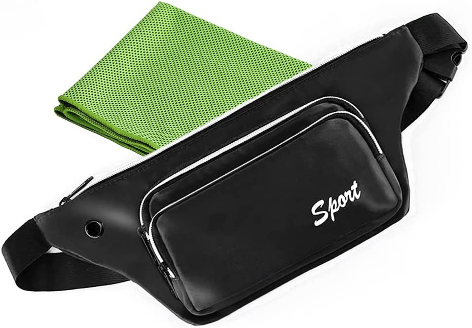 Borseta sport CYchen, nailon, negru/alb, 36 x 17 x 22 cm