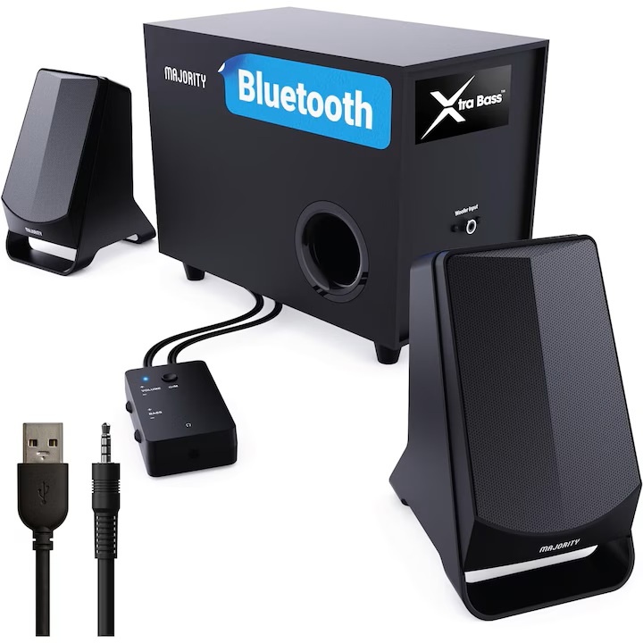 Boxe PC active cu Subwoofer, Majority, Bluetooth, stereo, 2.1, DX30, 80 W, resigilat