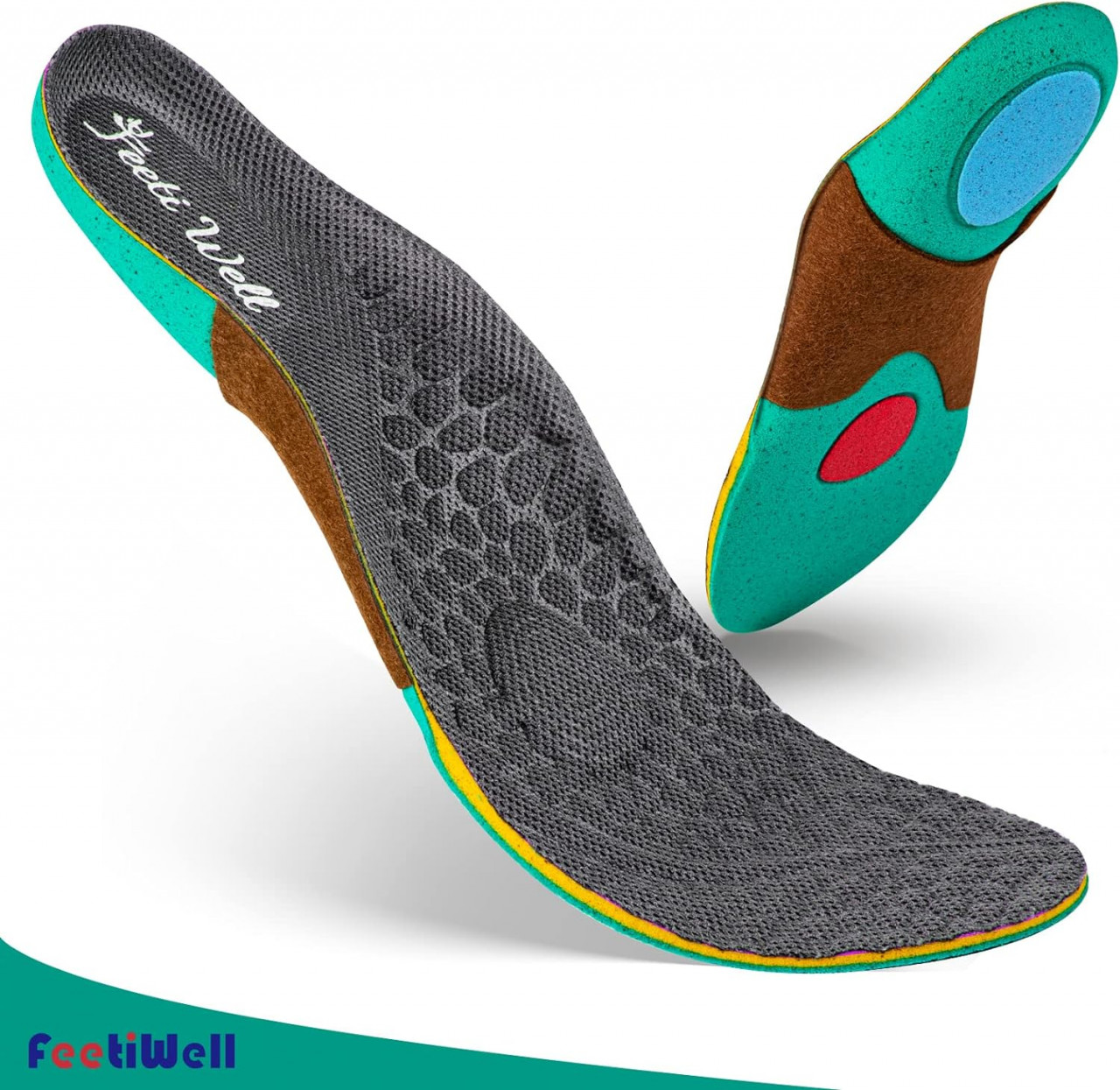 Branturi sportive pentru incaltaminte Feeti well, spuma de memorie, multicolor, marimea 38