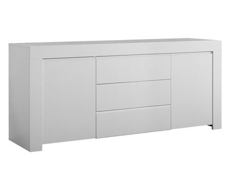 Bufet cu 3 sertare si 2 usi Panama, lemn, alb, 184 x 42 x 81 cm 184