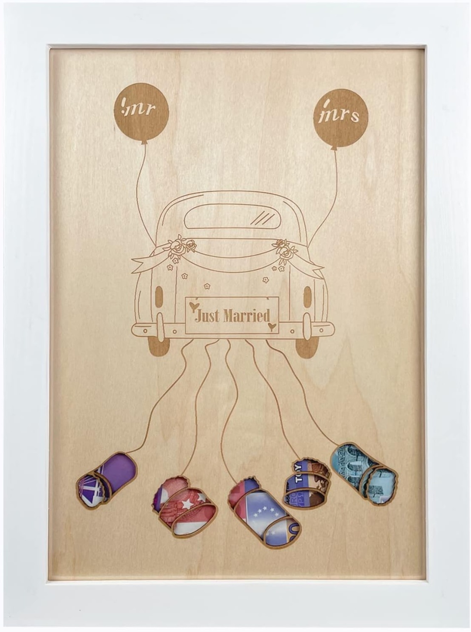 Cadou pentru nunta HLLMploy, lemn/hartie/acril, multicolor