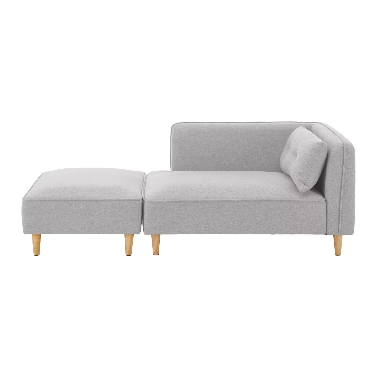 Canapea modulara Fanny în aspect de in gri deschis, cu taburet, 154/55/73 cm