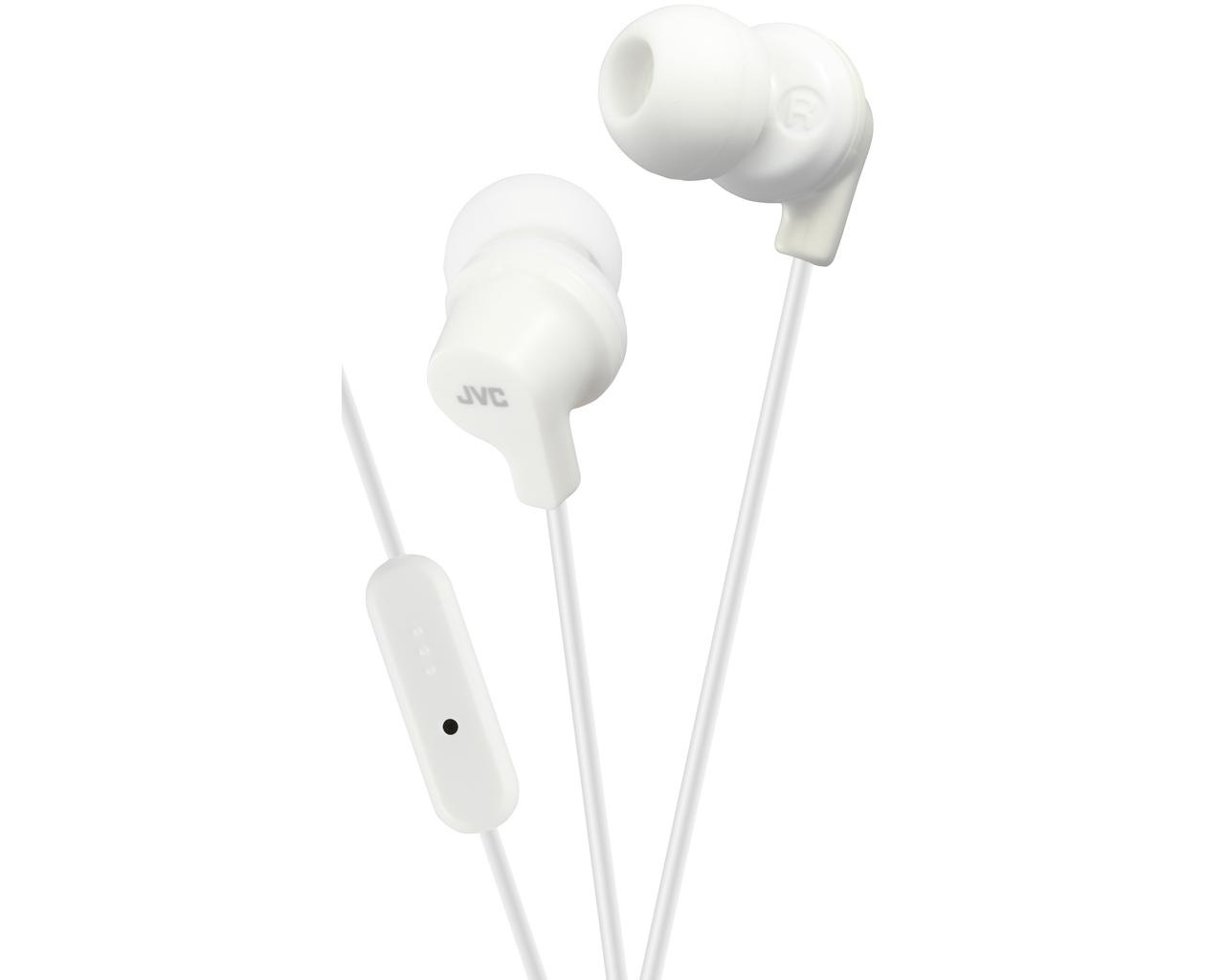 Casti JVC HA-FR15-W-EF, Cu fir, In-Ear, Microfon, mufa in L compatibila cu iPhone, Alb