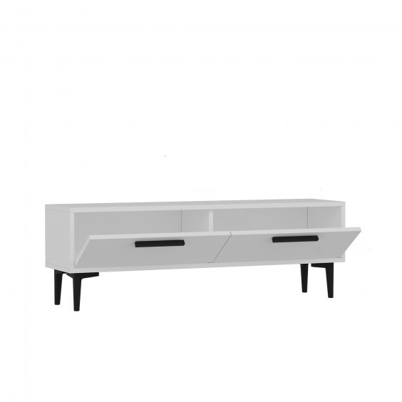 Comoda TV Sanjay, lemn, alb/negru, 120 x 45 x 29,6 cm chilipirul-zilei.ro/ imagine model 2022