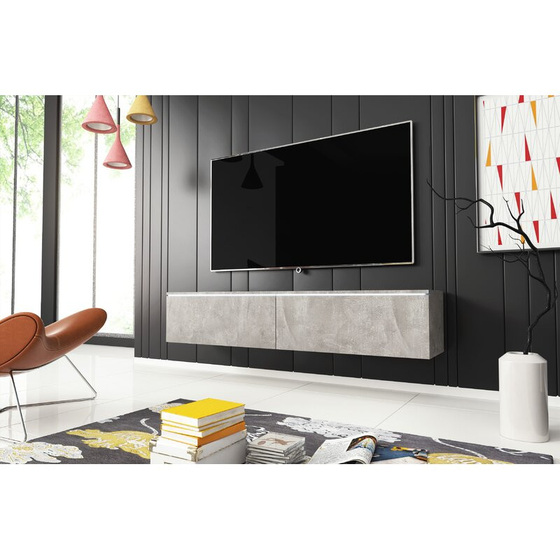 Comoda TV Yoselin, PAL, gri, 140 x 30 x 32 cm chilipirul-zilei.ro/ imagine model 2022