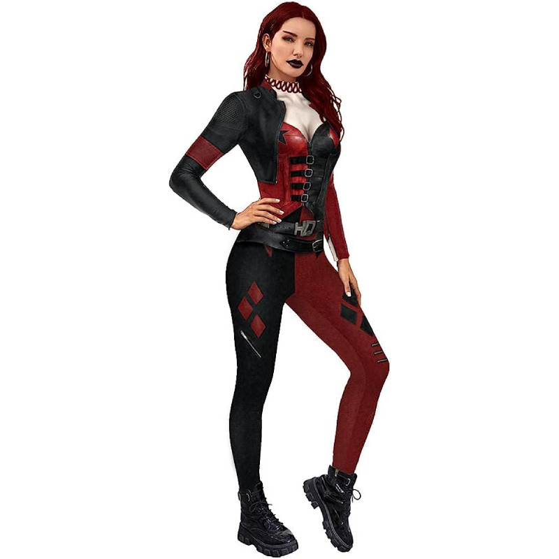 Costum de carnaval pentru Halloween Ficlwigkis, poliester, rosu inchis/negru, 170 cm
