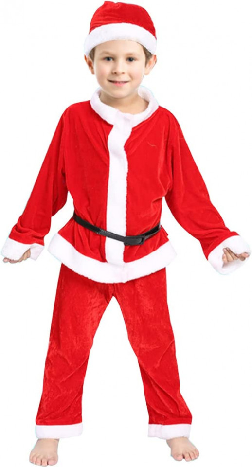 Costum de Mos Craciun pentru copii Tyidalin, poliester, rosu/alb, 86-92 86-92 pret redus