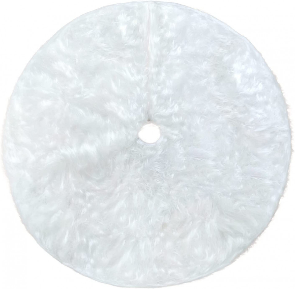Covoras de plus pentru bradul de Craciun YXHZVON, blana sintetica, alb, 90 cm Alb imagine noua