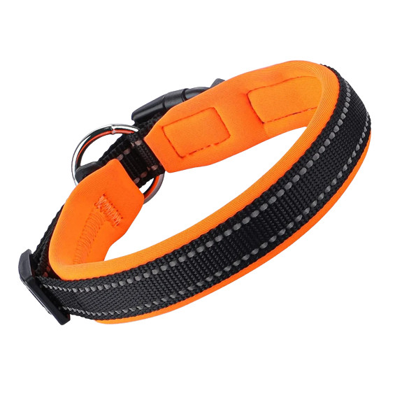 Curea reflectorizanta pentru caini MASBRILL, neopren/nailon, portocaliu, L, 45-53 cm