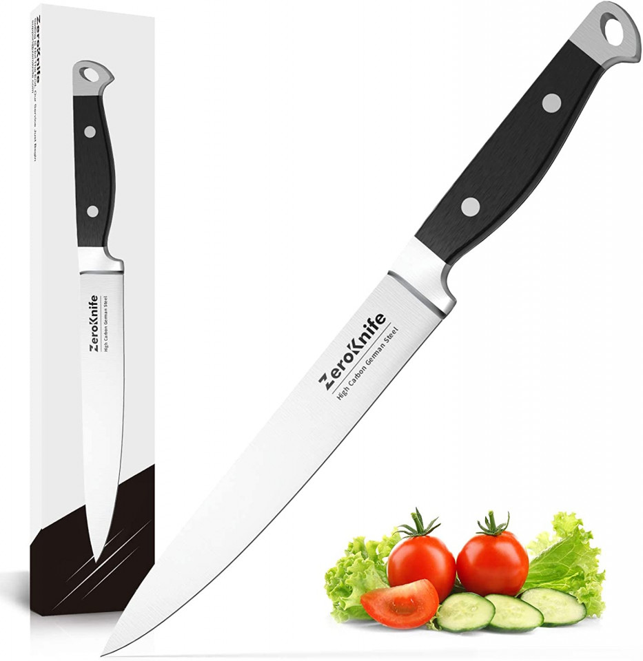 Cutit profesional de bucatarie ZeroKnife, otel inoxidabil/carbon, argintiu/negru, 20 cm