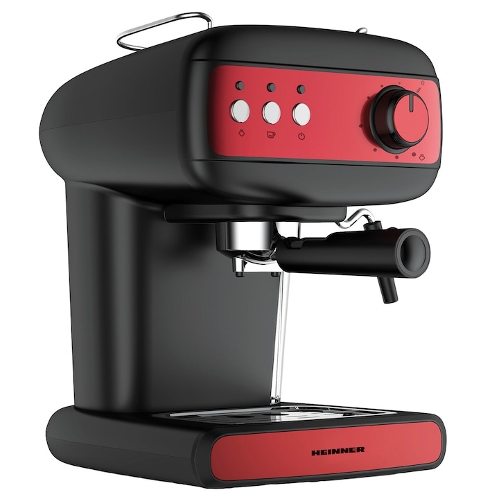 Espressor manual Heinner Red Boquette HEM-1100BKRD, 850W, 15 bar, rezervor apa 1.2l, negru/rosu, RESIGILAT, GARANTIE 1 AN