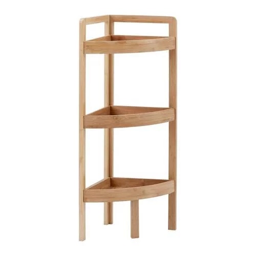 Etajera de colt pentru baie Bonny din bambus natural, 29/85/29 cm