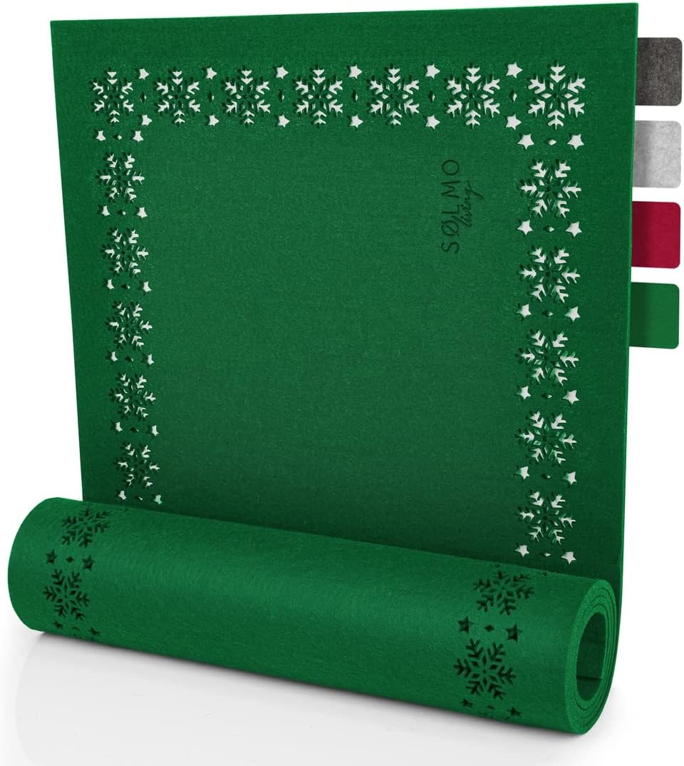 Fata de masa Sölmo, textil, verde/alb, 100 x 30 cm