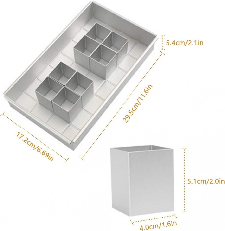 Poze Forme pentru prajituri AOBETAK, aluminiu, argintiu, 29,5 x 17,2 x 5,4 cm