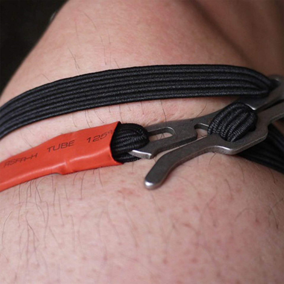 Poze Garou medical elastic KLEHOPE, nailon/otel inoxidabil, negru/portocaliu/argintiu, 61 cm