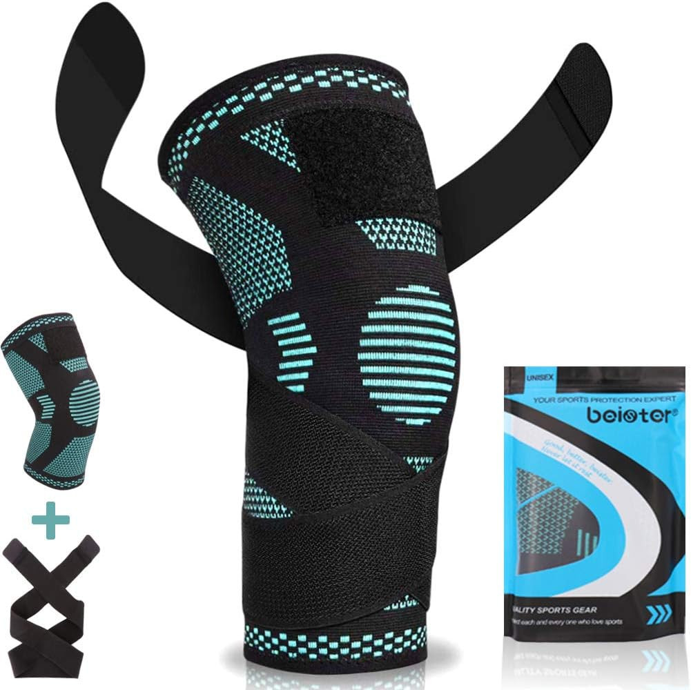 Genunchiera cu compresie Beister, neopren, negru/verde deschis, marimea XL