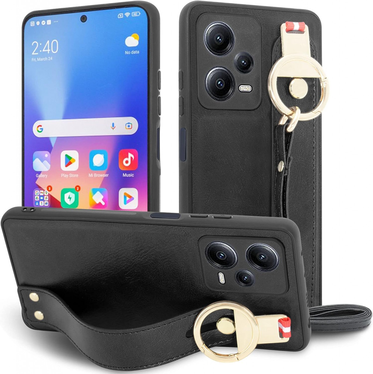 Husa de protectie pentru Xiaomi Redmi Note 12 Pro 5G, MAMA MOUTH, piele PU, negru, 6,67 inchi
