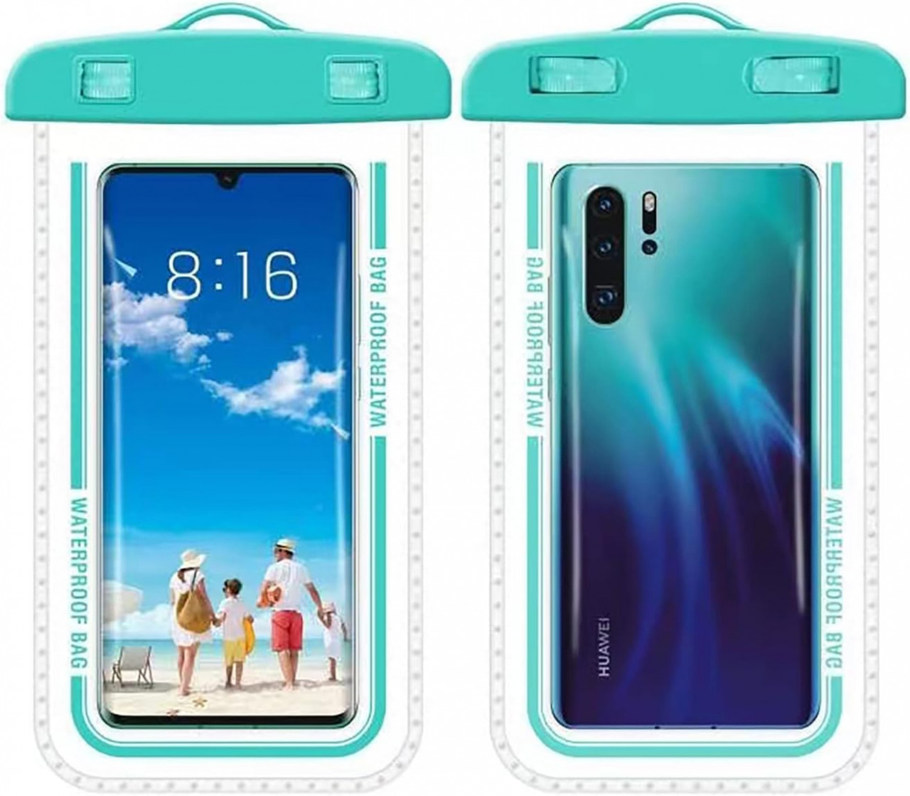 Husa impermeabila pentru telefon Kuzadan, plastic, albastru, 7,2 inchi