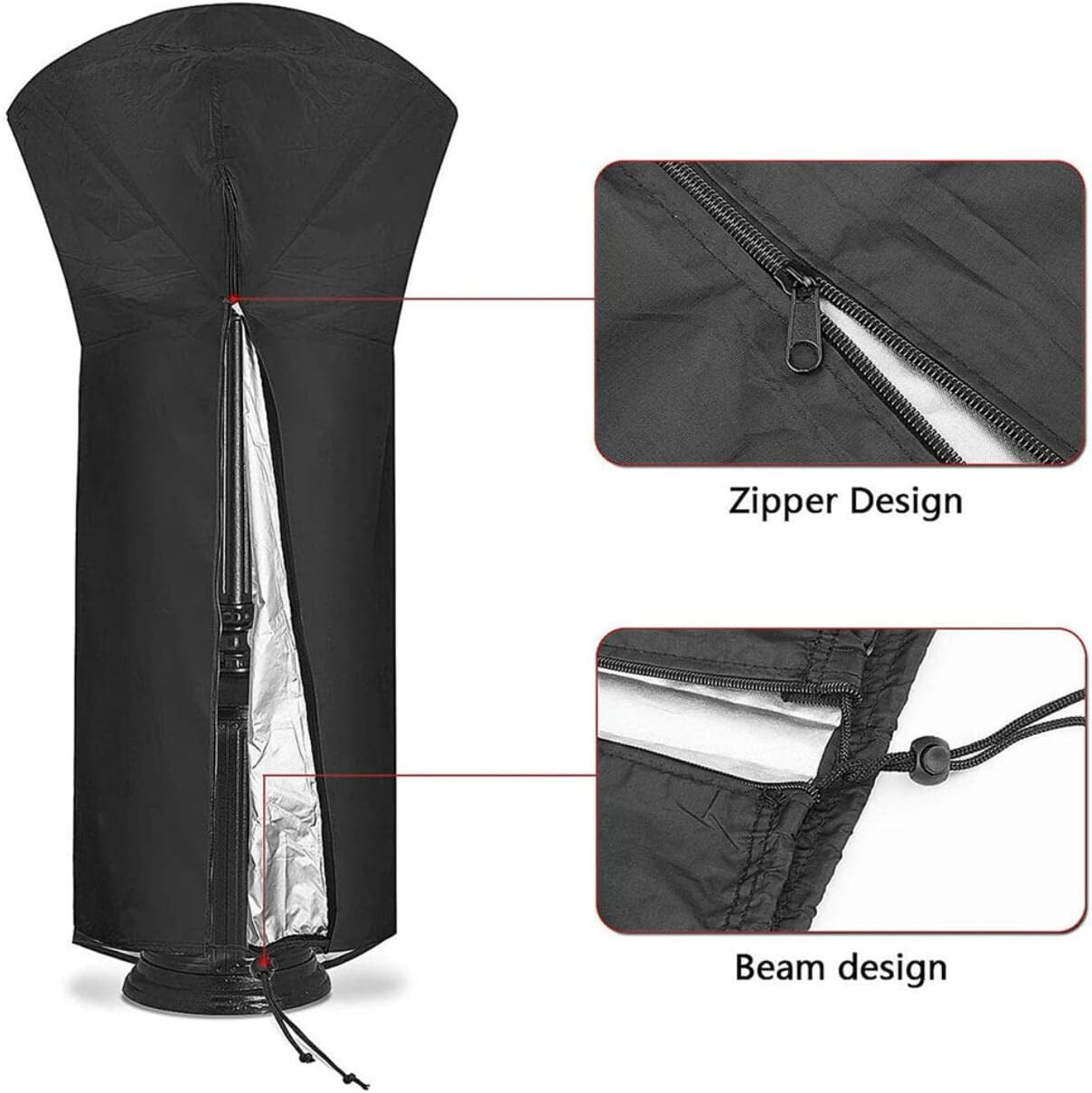 Husa pentru incalzitorul de terasa Amsamotion, panza Oxford, negru, 226 x 85 x 48 cm