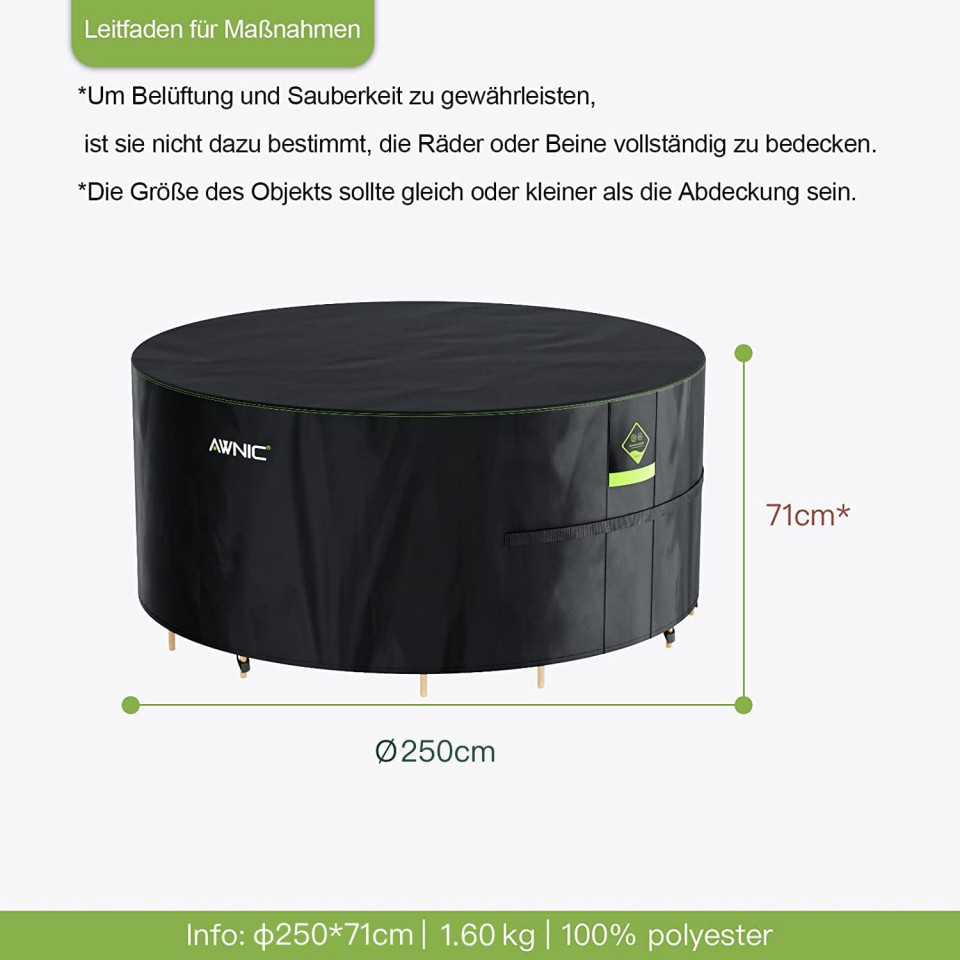 Poze Husa pentru mobilier de gradina Awnic, tesatura Oxford, negru, 71 x 250 cm