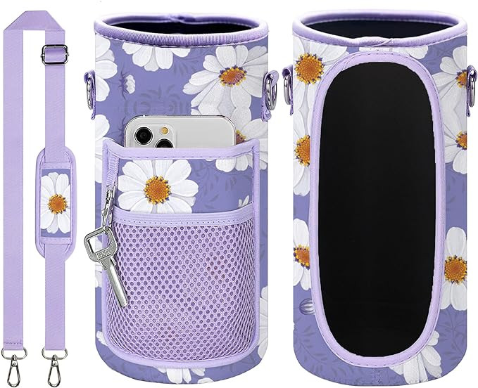 Husa pentru sticla de apa si telefon Winwild, plastic/textil, alb/galben/mov, 2000 ml