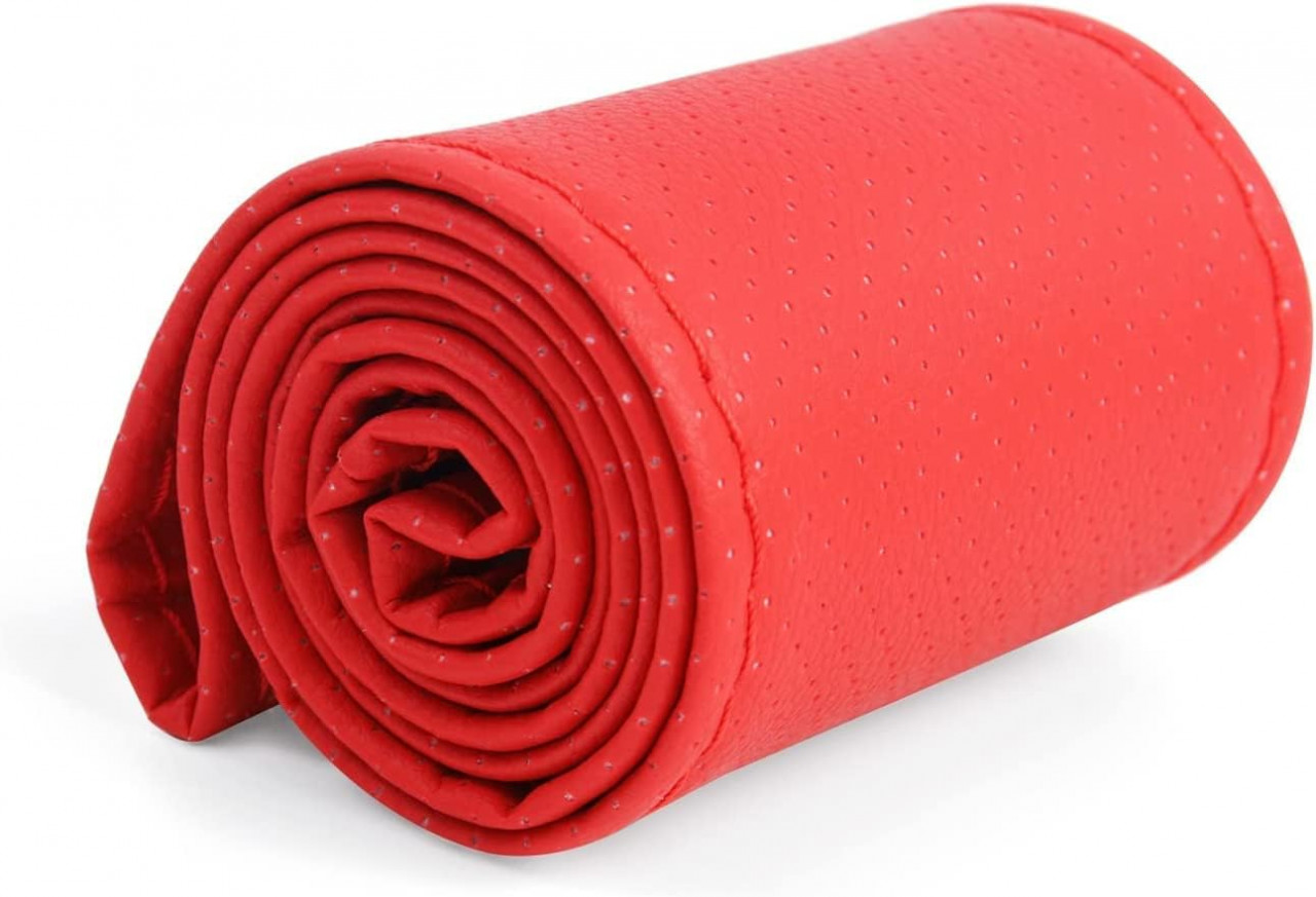 Husa universala pentru volan GoGou, microfibra, rosu, 37-38 cm