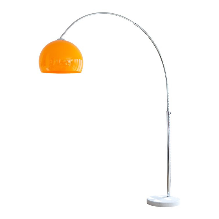 Lampadar arcuit Ashlock, metal/ plastic/ piatra, abajur portocaliu, inaltime 208 cm chilipirul-zilei.ro/
