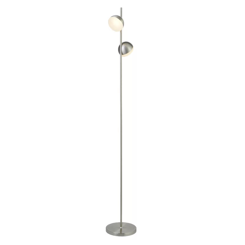 Lampadar Driskell, 2 lumini, LED, metal, argintiu, 20 x 142 cm