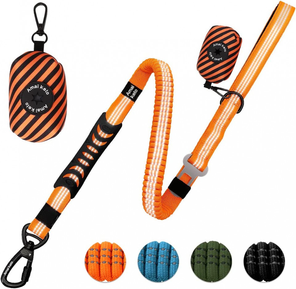 Lesa pentru caine Amai Keto, nailon, portocaliu/alb/negru, 106-140 cm