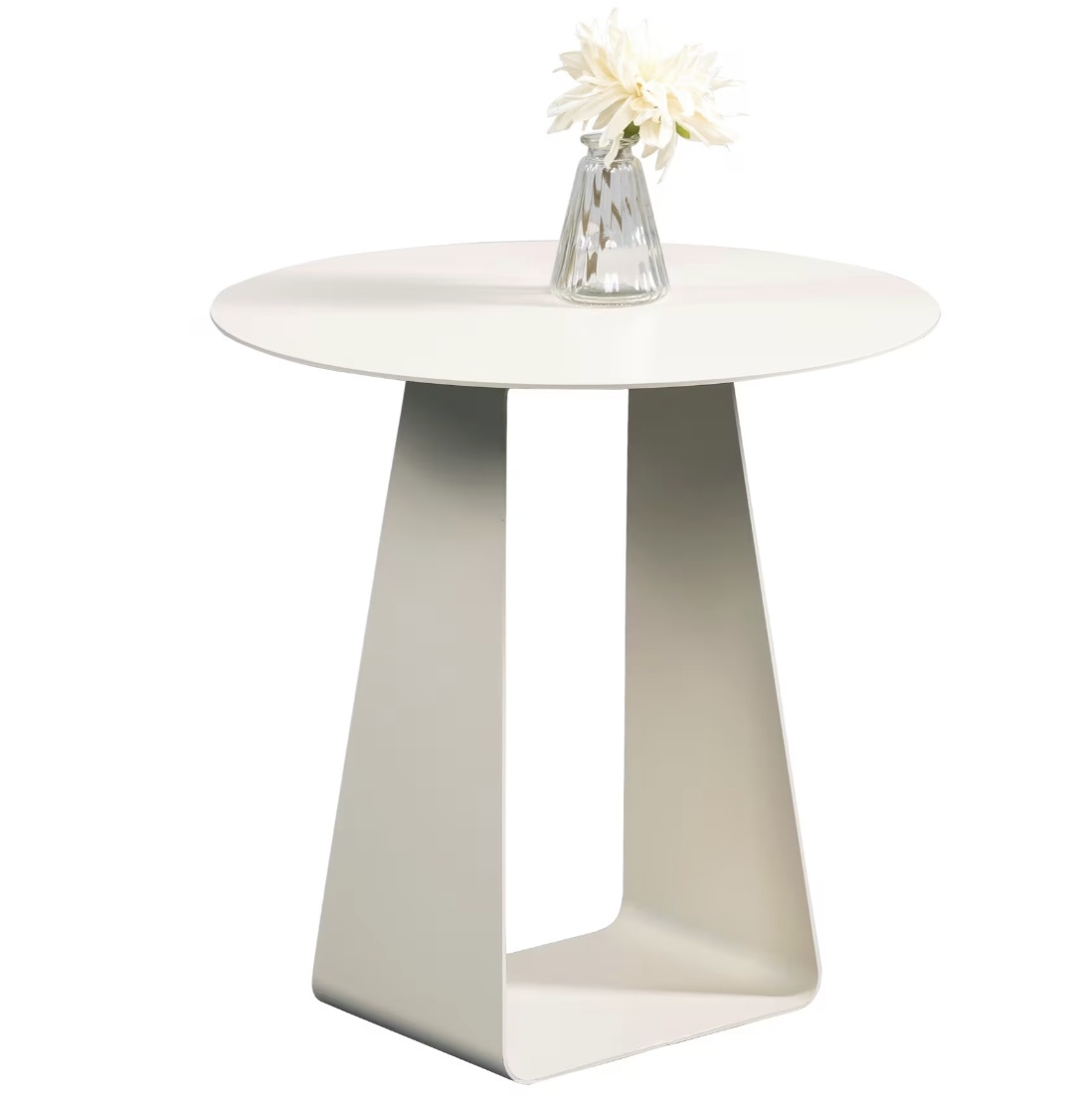 Masă laterală Xora 45/45/45 cm, din metal, crem rotundă