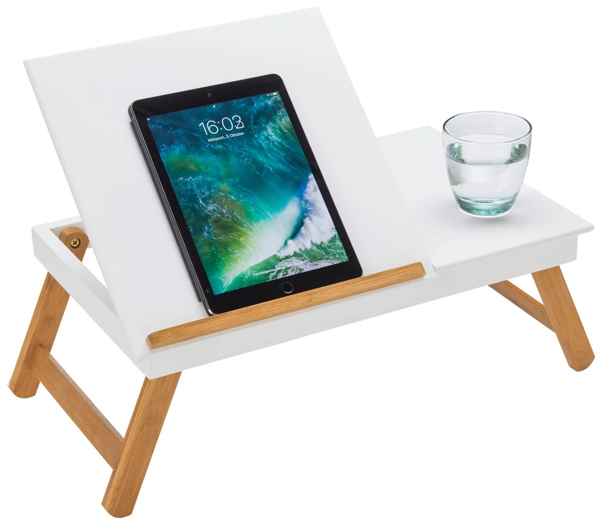 Masă pentru laptop în culori albe/naturale, 53/20,5-43/33 cm