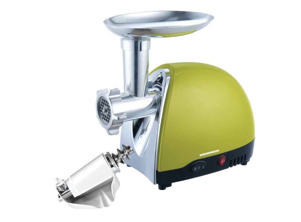 Masina de tocat Heinner MG1500TA-GR, 1600 W, Accesoriu pentru rosii si carnati, Cutit inox, Verde sidefat, RESIGILAT, 1 AN GARANTIE