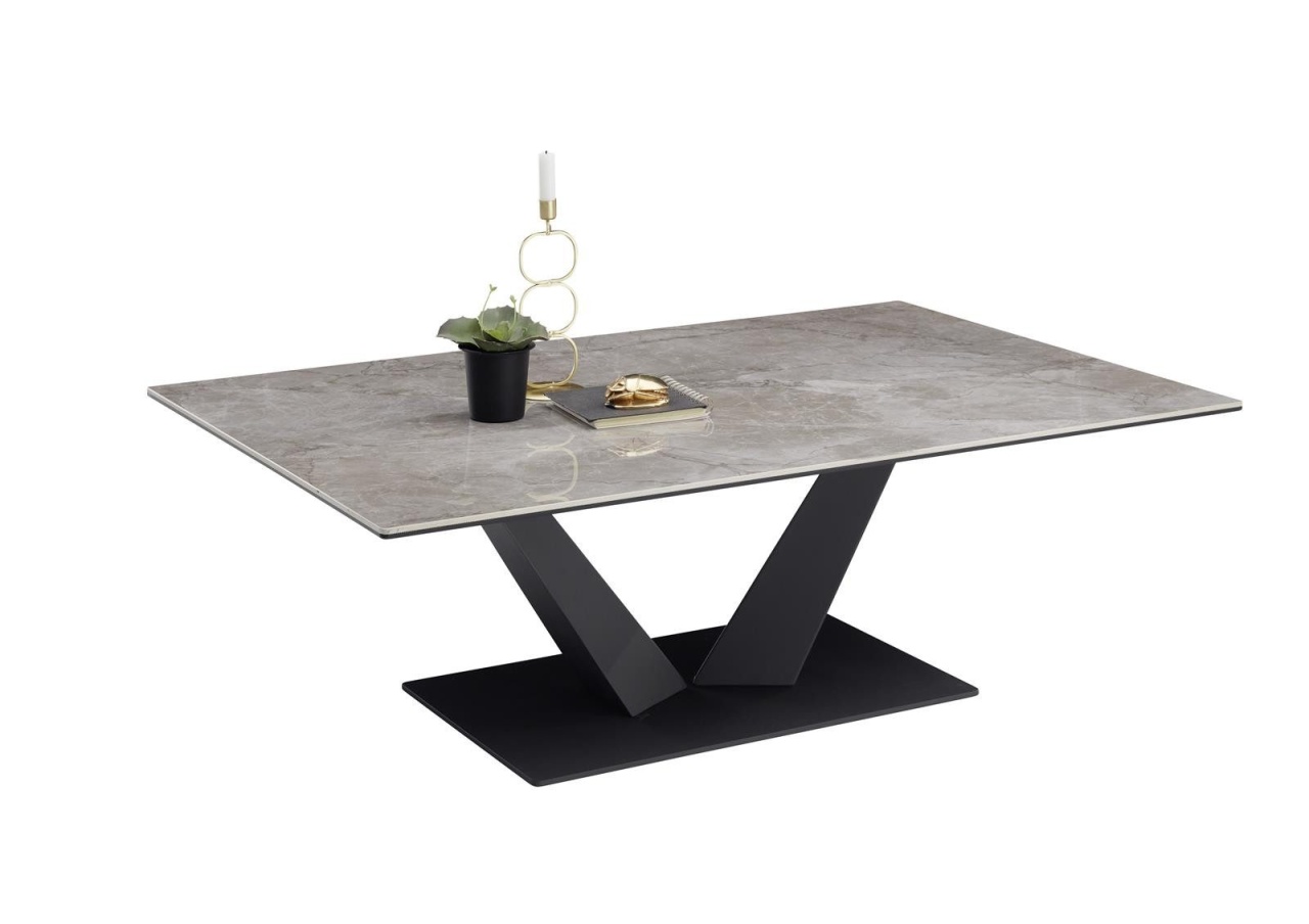 Măsuță Cafea Gaya, blat ceramic, picioare metalice, 120 cm