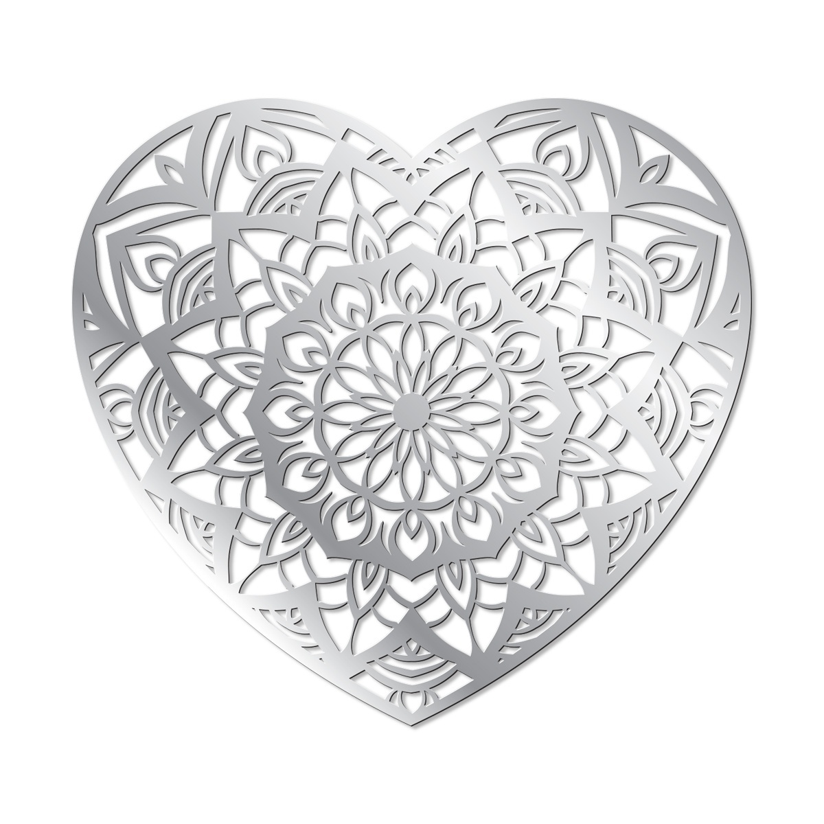Oglinda Acrilică Decorativă Autoadezivă - INIMA MANDALA - 600 x 555 x 2 mm
