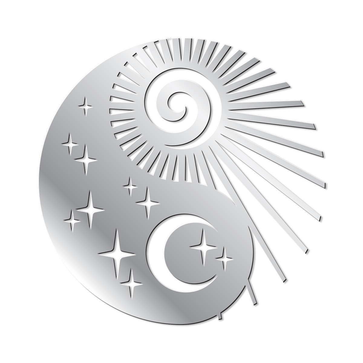 Oglinda Acrilică Decorativă Autoadezivă - YIN YANG - SOARE SI LUNA - 600 x 600 x 2 mm