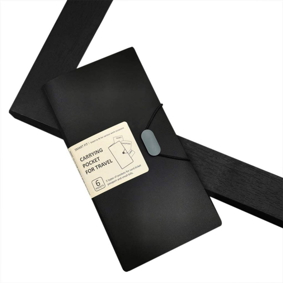 Organizator pentru documente de buzunar JIAHG, negru, PP/PVC, 12 x 22,5 cm 225