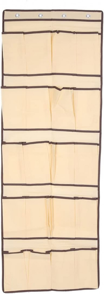 Organizator pentru imbracaminte/incaltaminte Sourcing Map, textil, bej/maro, 136 x 48 cm