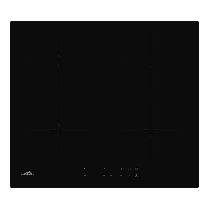 Plita cu inductie incorporabila ETA 579190000, 4 zone de gatit, Booster, 7.4Kw, Touch control, 60 cm, negru