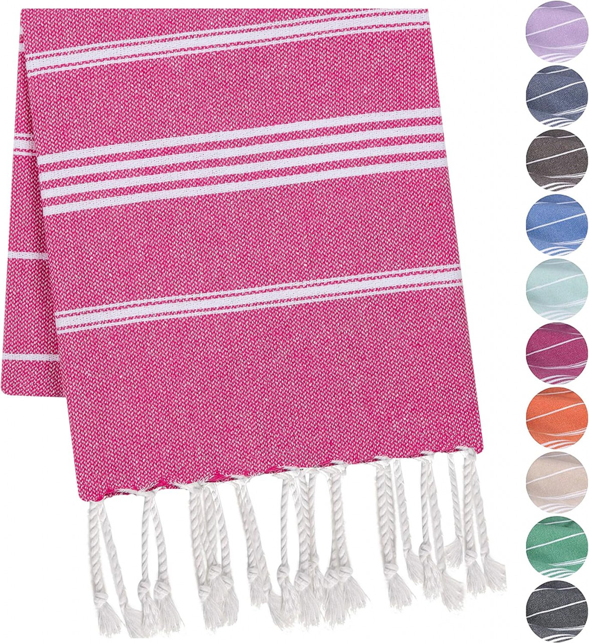 Prosop de plaja Toweland, bumbac, roz/alb, 45 x 90 cm