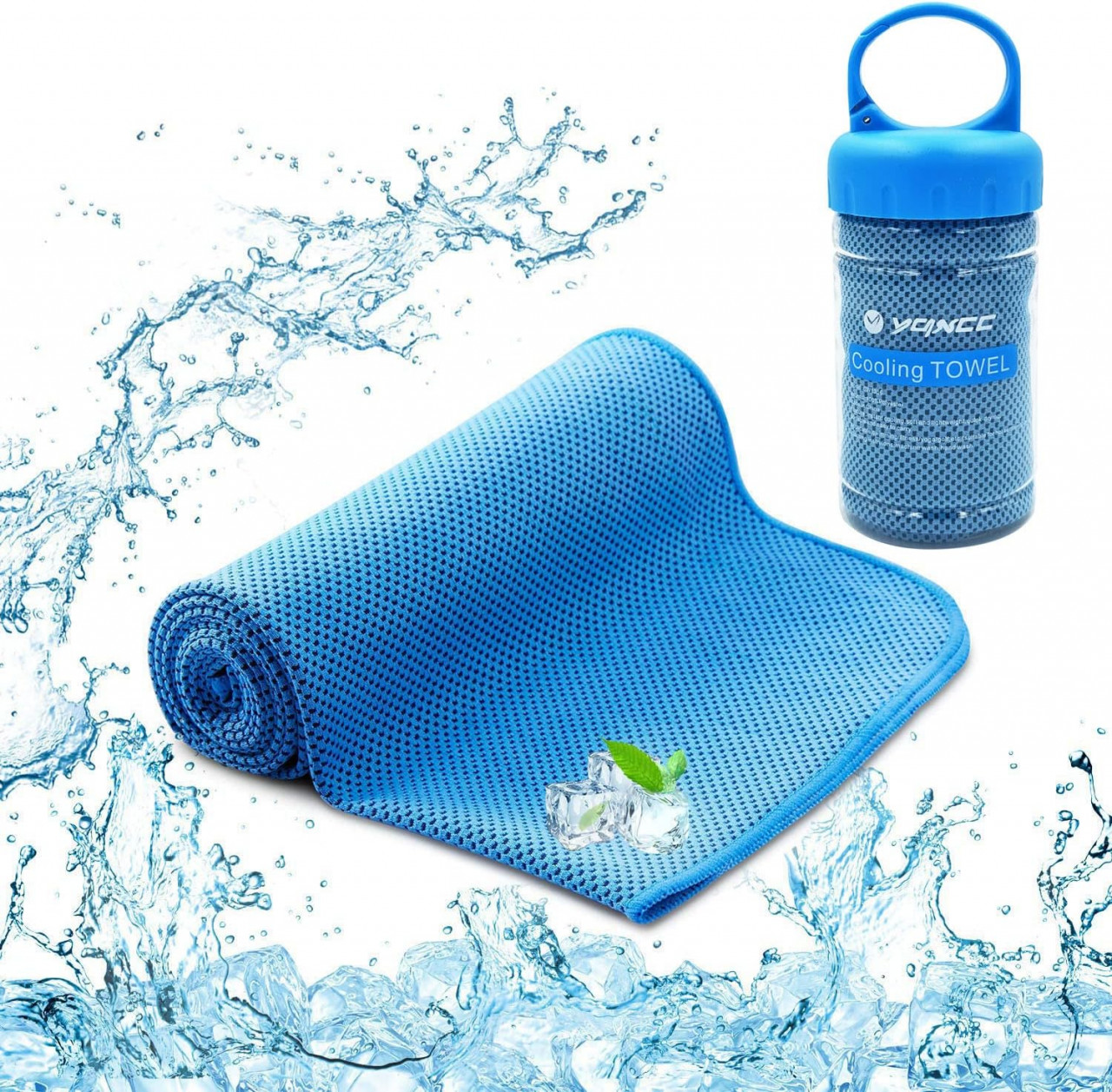 Prosop de racire pentru fitness YQXCC, microfibra, albastru, 120 x 30 cm