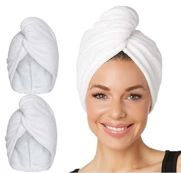 Prosop turban pentru par, bumbac 100%, alb